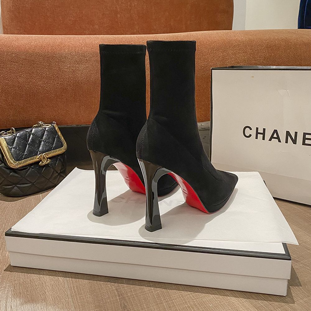 Pointed Red Bottom Ankle Boots