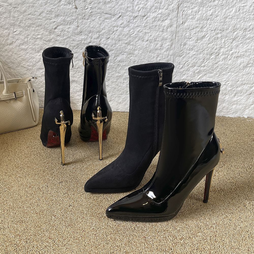 Premium Dagger Heel Ankle Boots