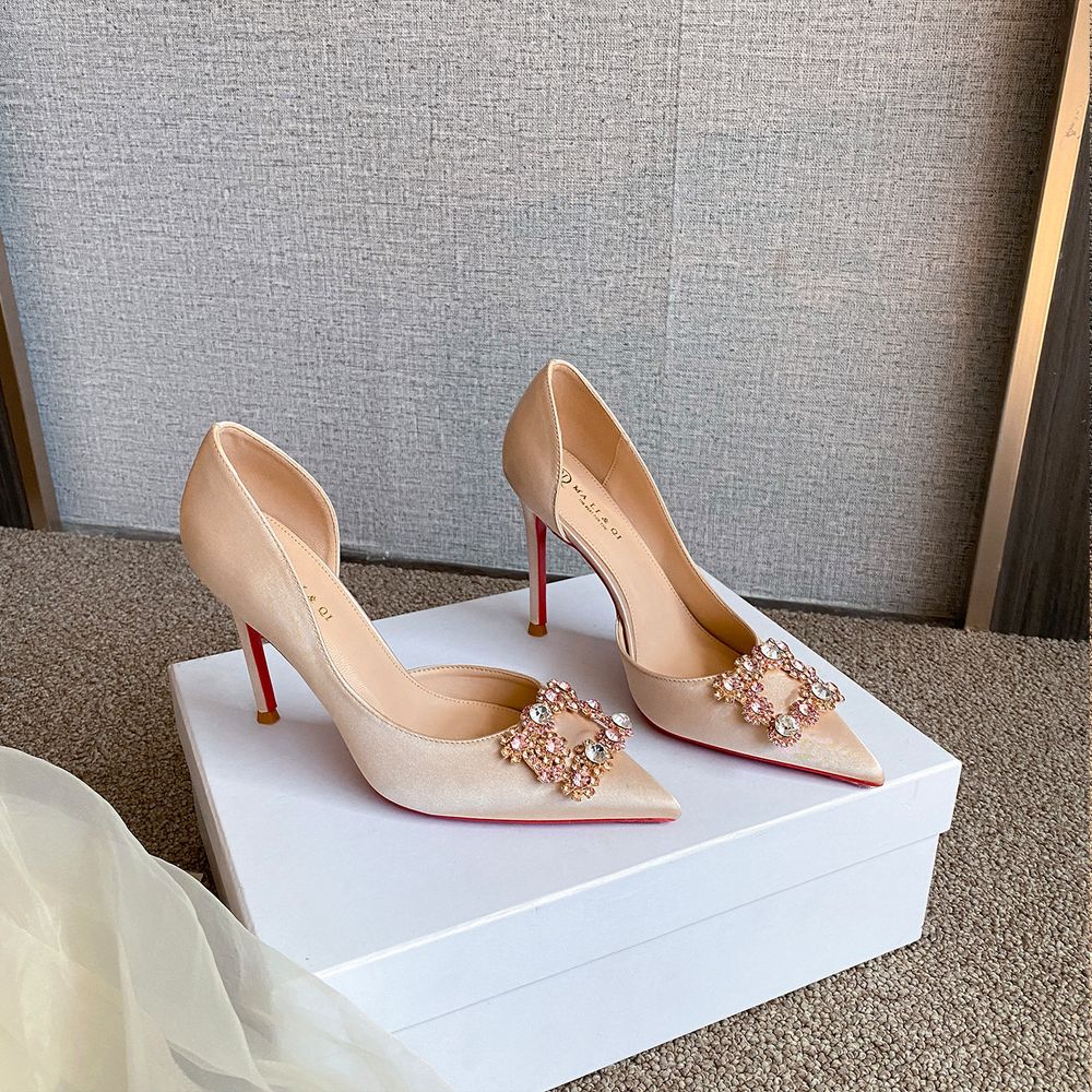 Rhinestone Top Red Bottom Heels