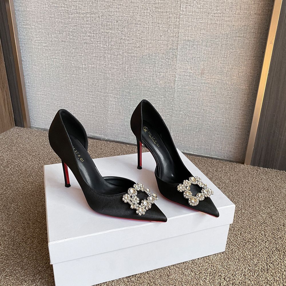 Rhinestone Top Red Bottom Heels