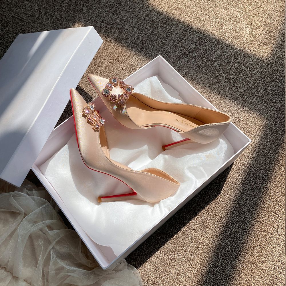 Rhinestone Top Red Bottom Heels