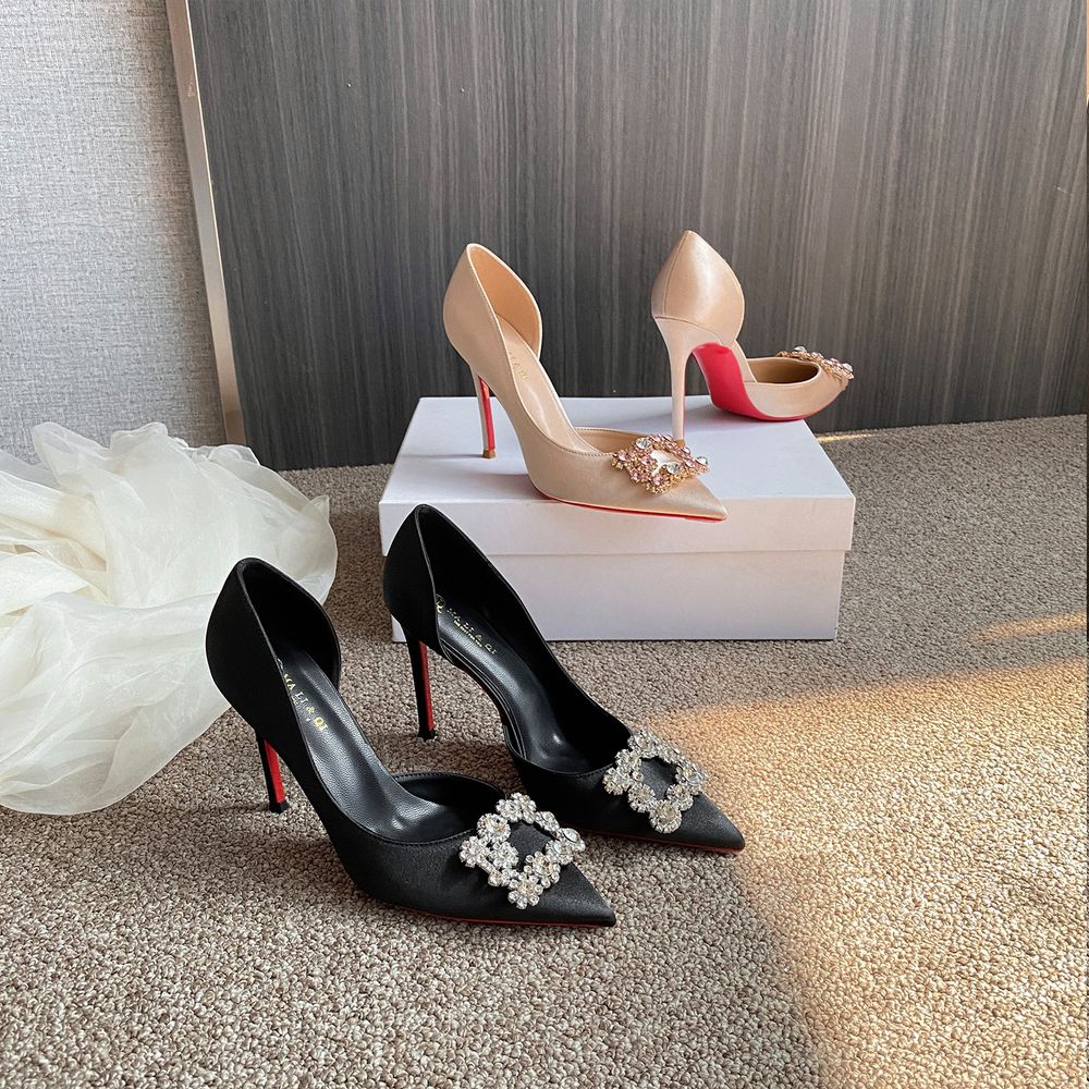 Rhinestone Top Red Bottom Heels