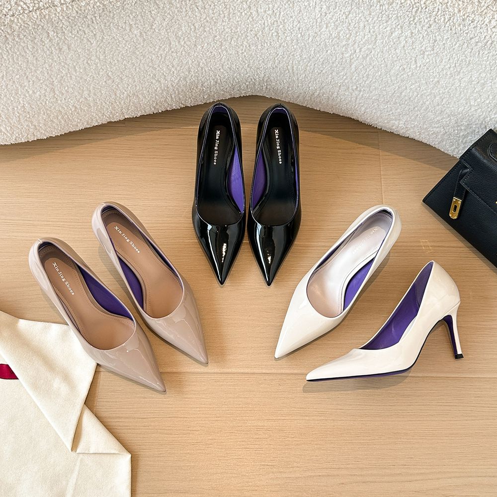 Glossy Pointed Stilletto Heels