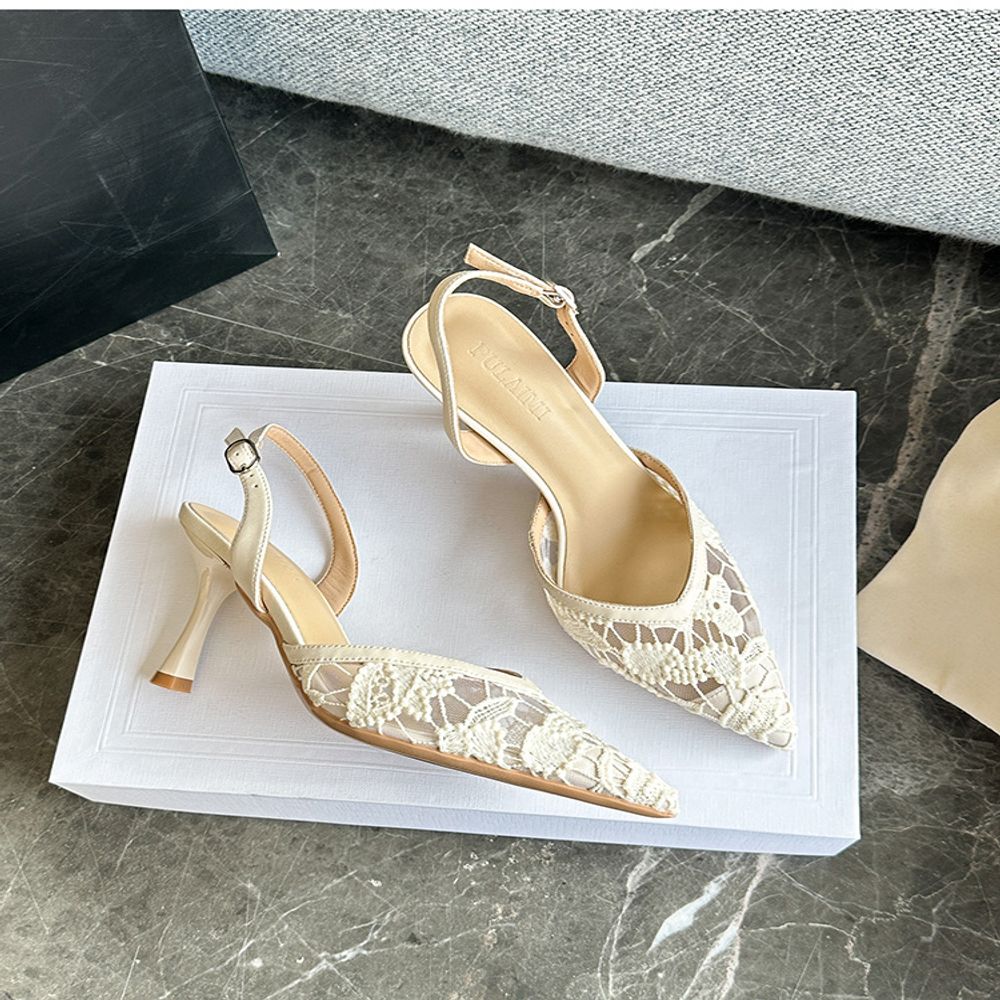 Mesh Slingback Heels