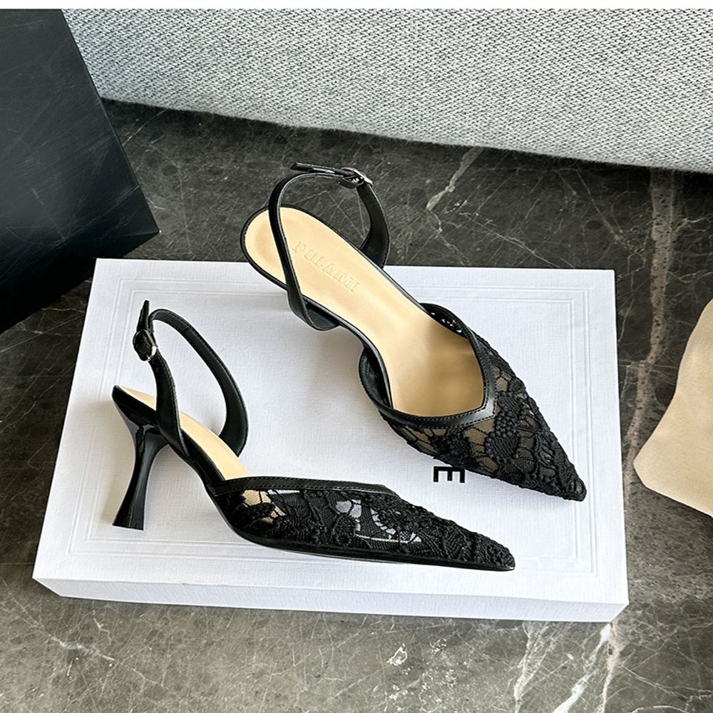 Mesh Slingback Heels
