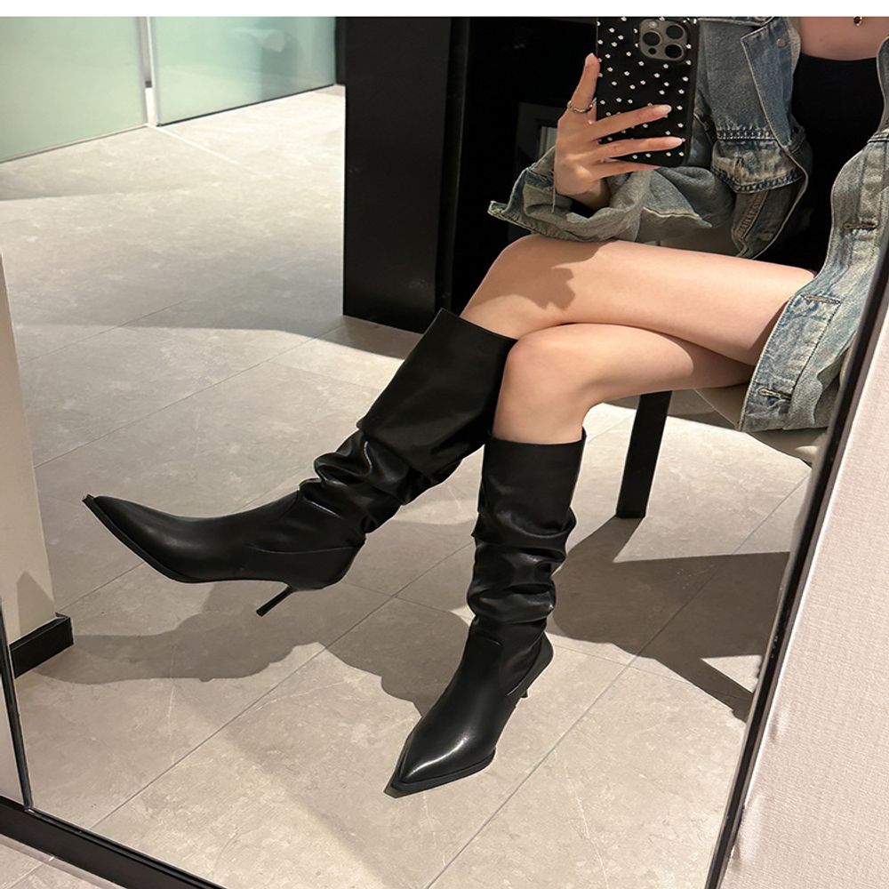 Pointed Knee High Boots