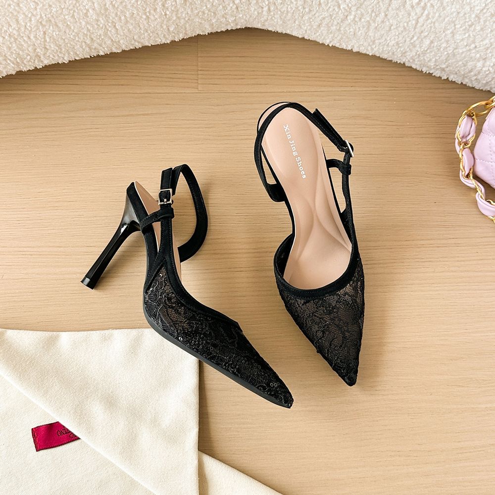 Mesh Slingback Heels